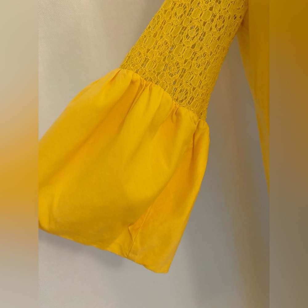 Draper James x ELOQUII Lace Yoke Shift Dress in Sunshine Yellow | Size 14 - Picture 6 of 11